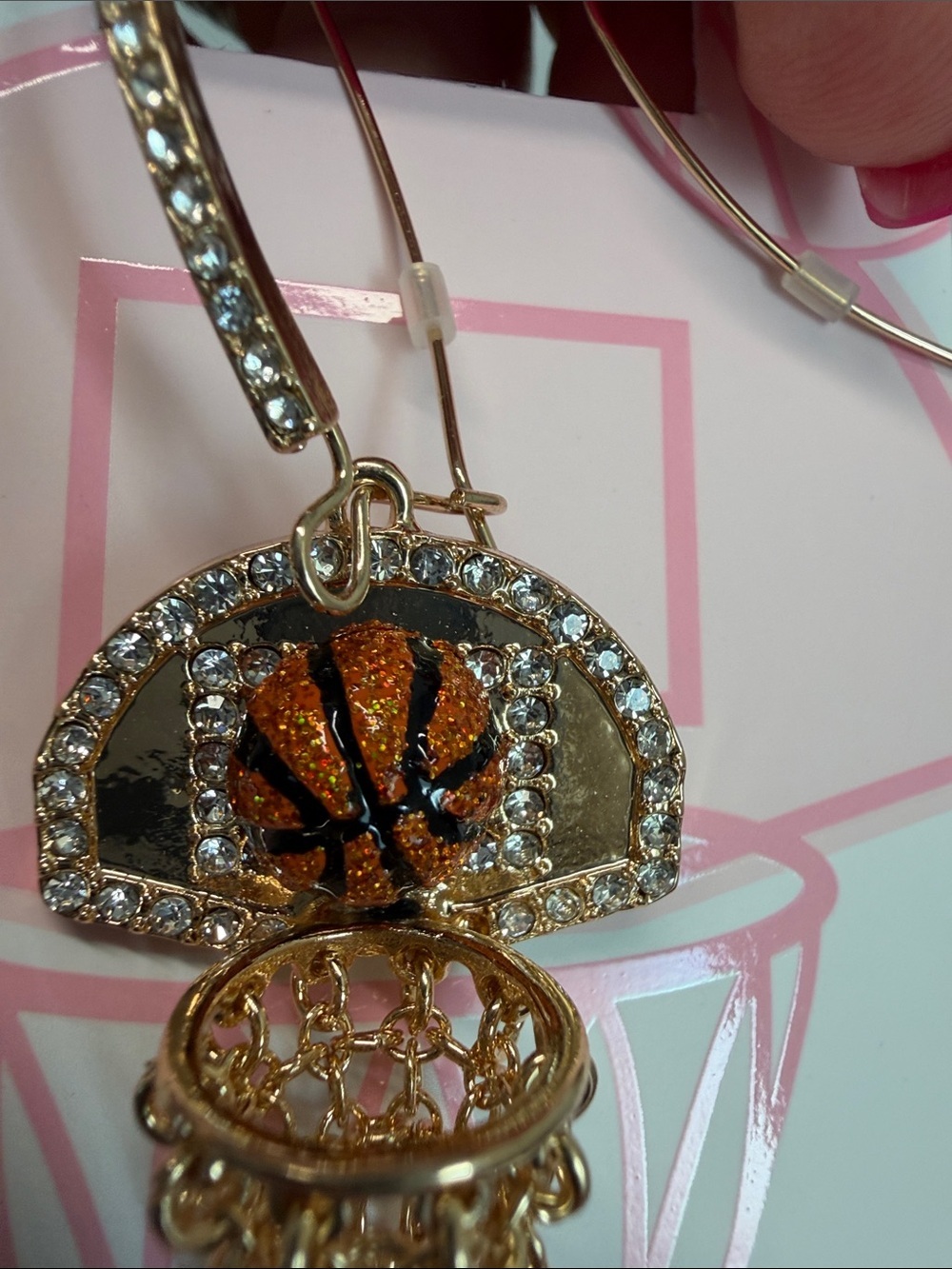 Betsey Johnson | Basketball Hoop Earrings with Rhinestones 🏀 - Picture 5 of 10